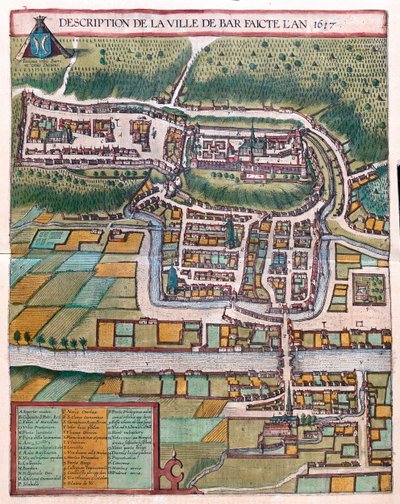 Bar le Duc, Ranska - teoksessa "Civitates Orbis Terrarum", Georg Braun, Köln 1617. tekijältä Georg Braun