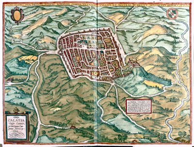 Caiazzo, Italia - Georg Braunin teoksessa "Civitates Orbis Terrarum", Köln 1617. tekijältä Georg Braun