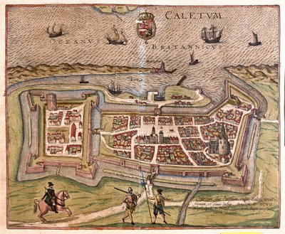 Calais, Ranska - Georg Braunin teoksessa "Civitates Orbis Terrarum", Köln 1617. tekijältä Georg Braun