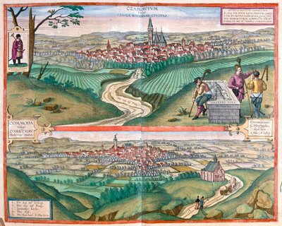 Caslav (Böömi) - Chomutov, Tšekin tasavalta- Georg Braunin "Civitates Orbis Terrarum", Köln 1617. tekijältä Georg Braun