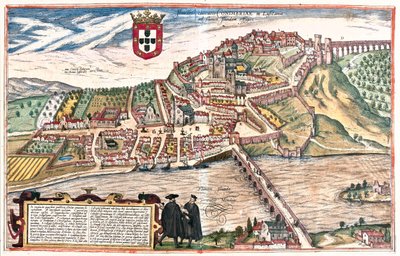 Coimbra, Portugali - Georg Braunin "Civitates Orbis Terrarum", Köln 1617. tekijältä Georg Braun