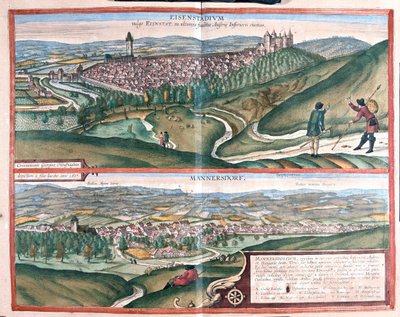 Eisenstadtt, Saksa - Mannersdorf ,Itävalta - Georg Braunin "Civitates Orbis Terrarum", Köln 1617. tekijältä Georg Braun