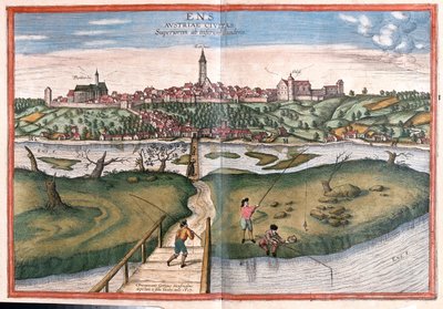 Enns, Itävalta - Georg Braunin "Civitates Orbis Terrarum", Köln 1617. tekijältä Georg Braun