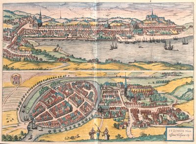 Flensburg - Itzehoe, Saksa - Georg Braunin "Civitates Orbis Terrarum", Köln 1617. tekijältä Georg Braun
