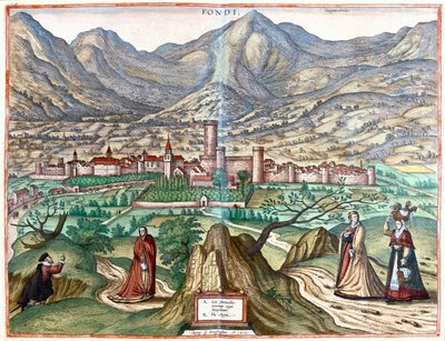 Fondi (roomalainen maa), Italia - teoksessa "Civitates Orbis Terrarum", Georg Braun, Köln 1617. tekijältä Georg Braun