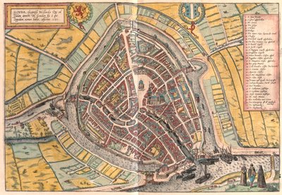 Goude, Alankomaat - Georg Braunin teoksessa "Civitates Orbis Terrarum", Köln 1617. tekijältä Georg Braun