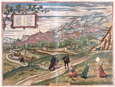 Granada, Espanja - teoksessa "Civitates Orbis Terrarum", kirjoittanut Georg Braun, Köln 1617. tekijältä Georg Braun