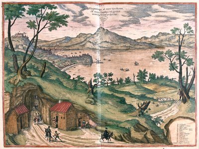 Napolinlahti ja Vesuvio - teoksessa "Civitates Orbis Terrarum", Georg Braun, Köln 1617. tekijältä Georg Braun