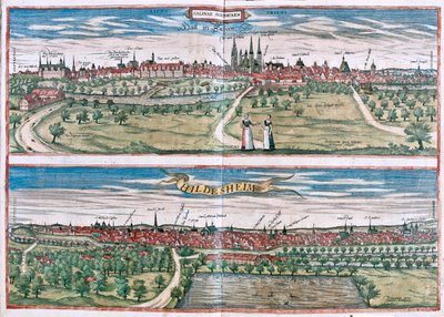 Hildescheim, Saksa - Georg Braunin teoksessa "Civitates Orbis Terrarum", Köln 1617. tekijältä Georg Braun