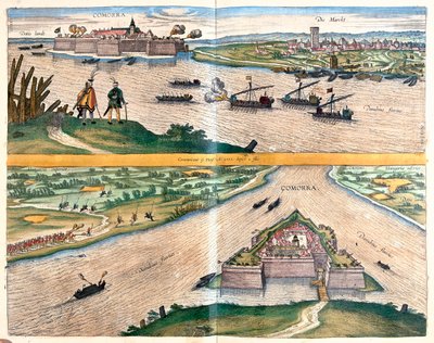Komoron, Unkari - Georg Braunin "Civitates Orbis Terrarum", Köln 1617. tekijältä Georg Braun