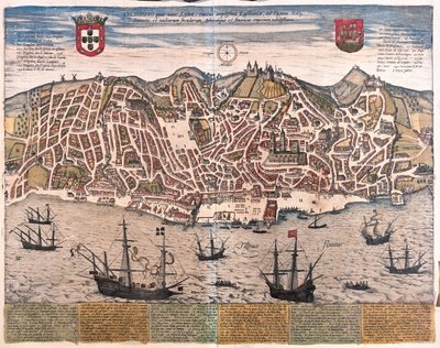 Lissabon, Portugali - Georg Braunin teoksessa "Civitates Orbis Terrarum", Köln 1617. tekijältä Georg Braun