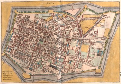 Lucca, Italia - teoksessa "Civitates Orbis Terrarum", Georg Braun, Köln 1617. tekijältä Georg Braun