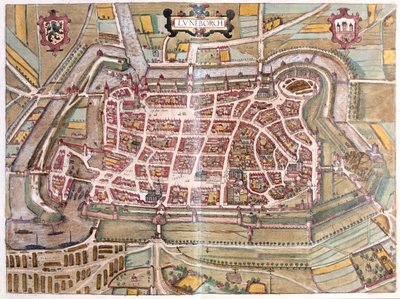 Luneburg, Saksa - Georg Braunin teoksessa "Civitates Orbis Terrarum", Köln 1617. tekijältä Georg Braun