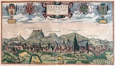 Lviv , Ukraina- Georg Braunin "Civitates Orbis Terrarum" -teoksessa, Köln 1617. tekijältä Georg Braun