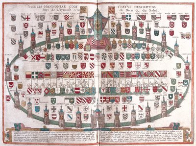 Mons , Belgia - Georg Braunin teoksessa "Civitates Orbis Terrarum", Köln 1617. tekijältä Georg Braun