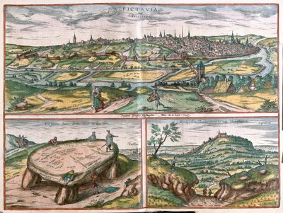 Montpellier, Tours ja Poitiers, Ranska - Georg Braunin teoksessa "Civitates Orbis Terrarum", Köln 1617. tekijältä Georg Braun