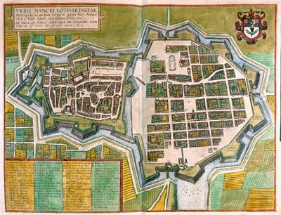 Nancy, Ranska - Georg Braunin teoksessa "Civitates Orbis Terrarum", Köln 1617. tekijältä Georg Braun