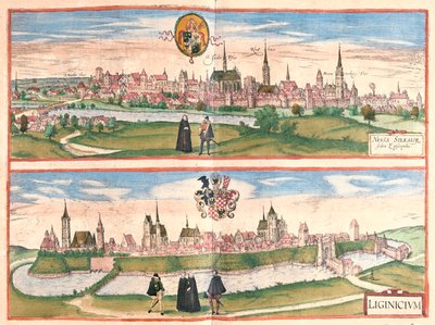 Nysa - Legnica, Puola - Georg Braunin teoksessa "Civitates Orbis Terrarum", Köln 1617. tekijältä Georg Braun