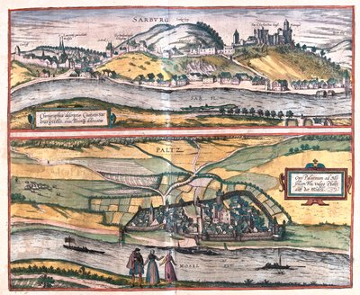Saarburg, Pfalzel, Saksa - Georg Braunin teoksessa "Civitates Orbis Terrarum", Köln 1617. tekijältä Georg Braun