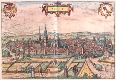 Soest, Saksa - Georg Braunin teoksessa "Civitates Orbis Terrarum", Köln 1617. tekijältä Georg Braun