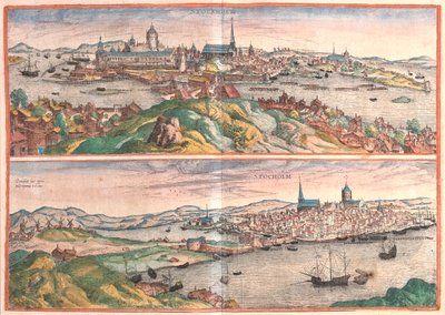 Tukholma, Ruotsi - Georg Braunin "Civitates Orbis Terrarum", Köln 1617. tekijältä Georg Braun