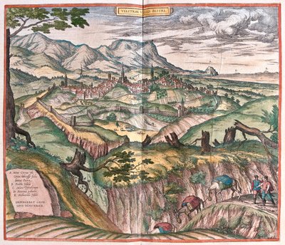 Velletri, Italia - teoksessa "Civitates Orbis Terrarum", Georg Braun, Köln 1617. tekijältä Georg Braun