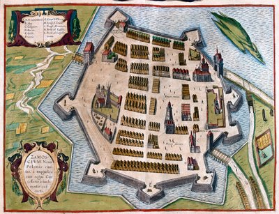 Zamosc, Puola - Georg Braunin teoksessa "Civitates Orbis Terrarum", Köln 1617. tekijältä Georg Braun