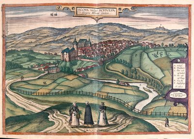 Zschopau, Saksa - Georg Braunin teoksessa "Civitates Orbis Terrarum", Köln 1617. tekijältä Georg Braun