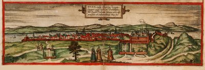Buda, joka tunnetaan yleisesti nimellä Ofen From: Terrarium, 1572 tekijältä Georg Braun und Franz Hogenberg