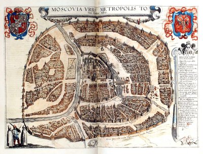 Moskovan kartta, 1572 tekijältä Georg Braun und Franz Hogenberg