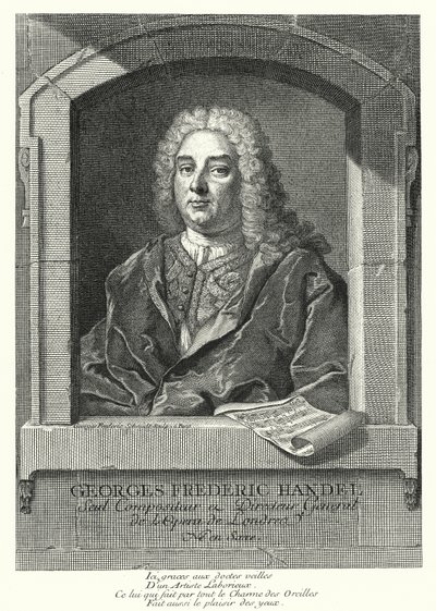 George Frideric Händel, saksalainen barokkisäveltäjä (kaiverrus) tekijältä Georg Friedrich Schmidt