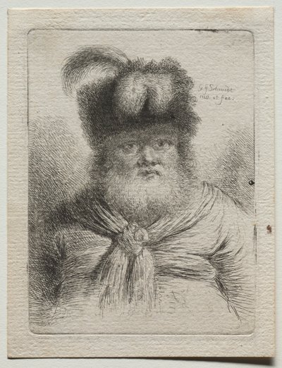 Vanha mies turkishatussa. tekijältä Georg Friedrich Schmidt
