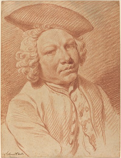 Tricorn-hatussa pukeutuneen miehen muotokuva tekijältä Georg Friedrich Schmidt