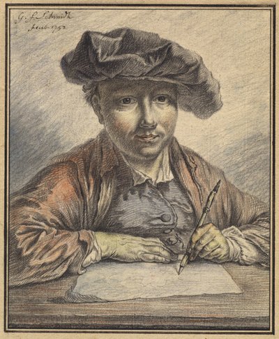 Omakuvan luonnostelu tekijältä Georg Friedrich Schmidt