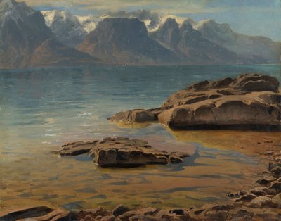 Genevejärvi lähellä Veveyä kohti Eviania tekijältä Georg Heinrich Crola