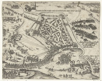 Frederik Hendrikin Grolin piiritys, 1627 Stadische belager- und einnemung der stat Groll. 1627 (otsikko esineessä) tekijältä Georg Keller