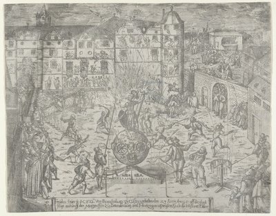 Ilotulitus 23. kesäkuuta 1595 Brandenburgin ja Du..., 1595 markkrahvin Küstrinin sisäänkäynnille.Ilotulitus 23. kesäkuuta 1595 Brandenburgin ja Du..., 1595 markkrahvin Küstrinin sisäänkäynnille. tekijältä Georg Keller