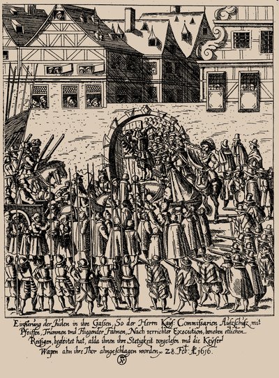 Fettmilchin nousu. Juutalaisten palauttaminen Frankfurtissa 28. helmikuuta 1616, n. 1616-1617. tekijältä Georg Keller