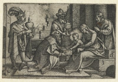 Kuninkaiden palvonta Kristuksen elämä (sarjan nimi) tekijältä Georg Pencz
