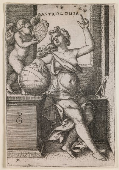 Astrologia, sarjasta "Vapaat taidot", noin 1541 (kaiverrus). tekijältä Georg Pencz