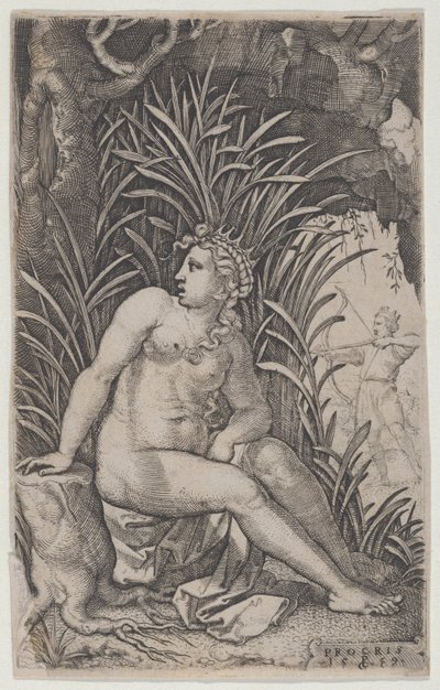 Kefalos ja Prokris, Kreikan sankarittaria, 1539, 1539. tekijältä Georg Pencz