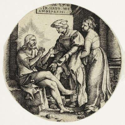 Alaston pukeutuminen, seitsemästä laupeuden teosta tekijältä Georg Pencz