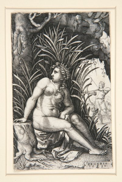 Procris ja Cephalus, sarjasta Kreikan sankaritar tekijältä Georg Pencz