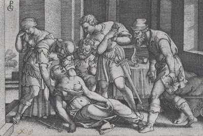 Lucretian itsemurha Rooman historian kohtauksista. tekijältä Georg Pencz