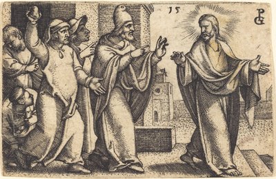 Fariseukset haluavat kivittää Kristuksen tekijältä Georg Pencz