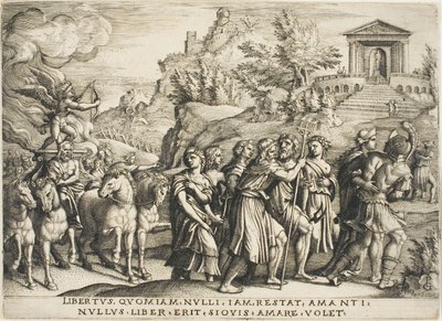 The Triumph of Love, levy yksi teoksesta The Triumphs of Petrarch tekijältä Georg Pencz