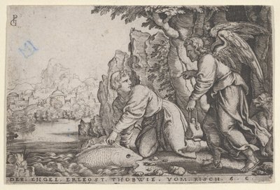 Tobiolus saa kalan, Tobiaksen tarina, 1543. tekijältä Georg Pencz