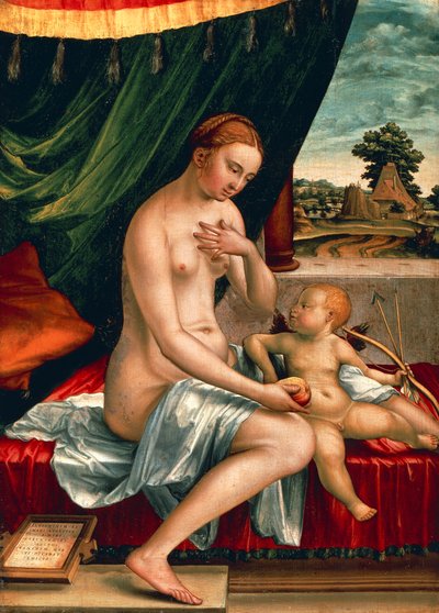 Venus ja Cupid, Georg Pencz (noin 1500-1550), öljy paneelille, 47x34 cm, noin 1528 tekijältä Georg Pencz