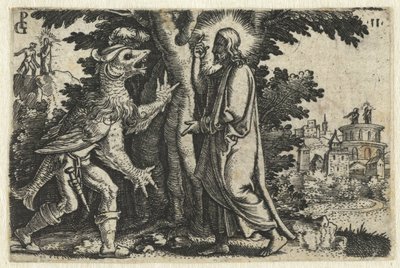 Kristuksen kiusaus paholaisen toimesta Kristuksen elämä (sarjan nimi) tekijältä Georg Pencz