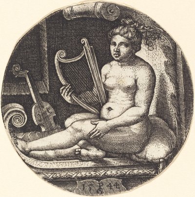 Nainen, jolla on harppu tekijältä Georg Pencz